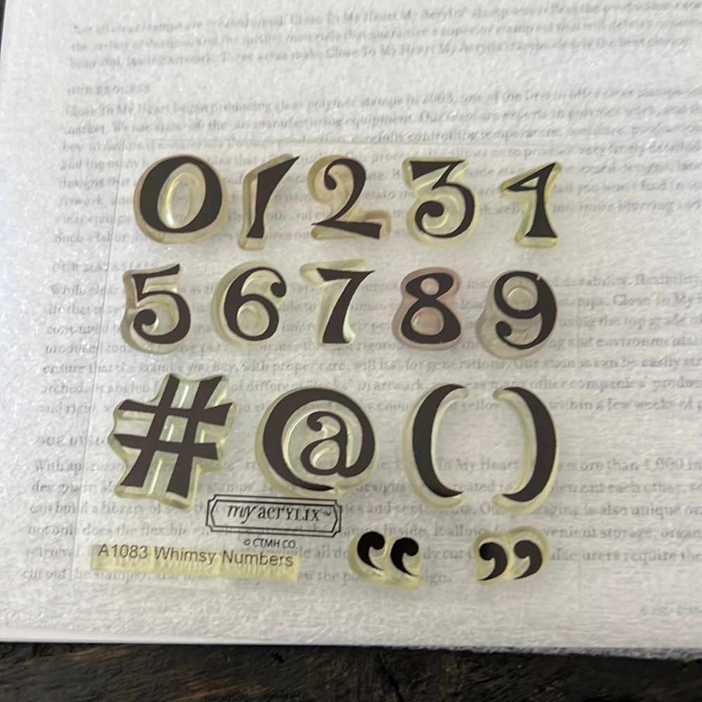 Close to my heart my acrylix stamp set-Whimsy Numbers